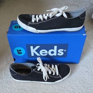 Keds Black Canvas Sneakers with White Accents